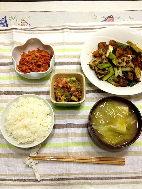 蓮根・南瓜・長葱の醤油蒸し黒胡麻和えご飯☆vegan|みよこさん