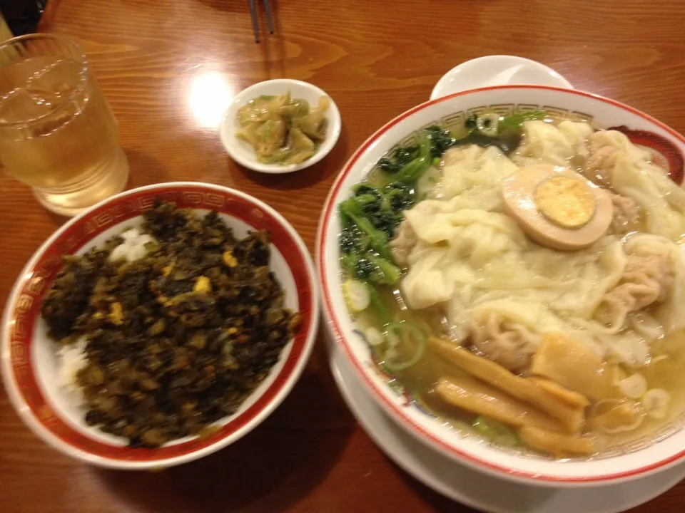 雲呑麺と高菜ご飯|おっちさん