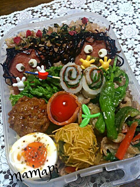 Snapdishの料理写真:おはよー～♡ごじゃります♪♪(^-^ゞ
長男遅番豚肉生姜焼き弁当☆
ポークでレゲエふぅ～ムック擬き(笑)(｡･ｗ･｡ ) ﾌﾟﾌﾟｯ|katumi  ueharaさん