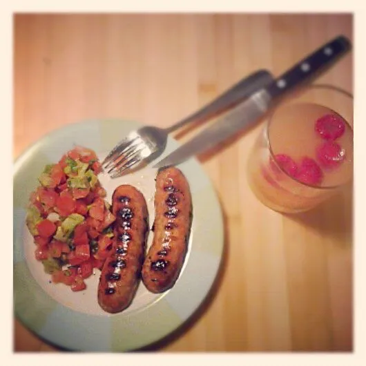 sausage&fresh salad&lemoncello drink|rachel croteauさん