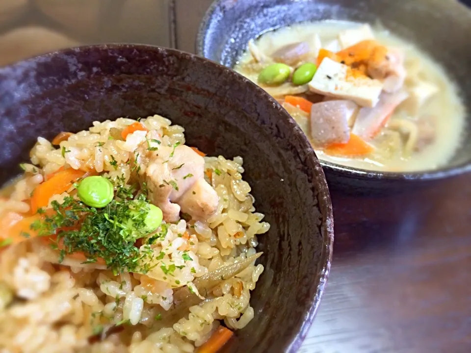 鶏五目ご飯、豚汁定食|よっしーさん