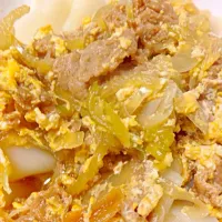 Snapdishの料理写真:大豆肉の牛玉うどん|小川さん