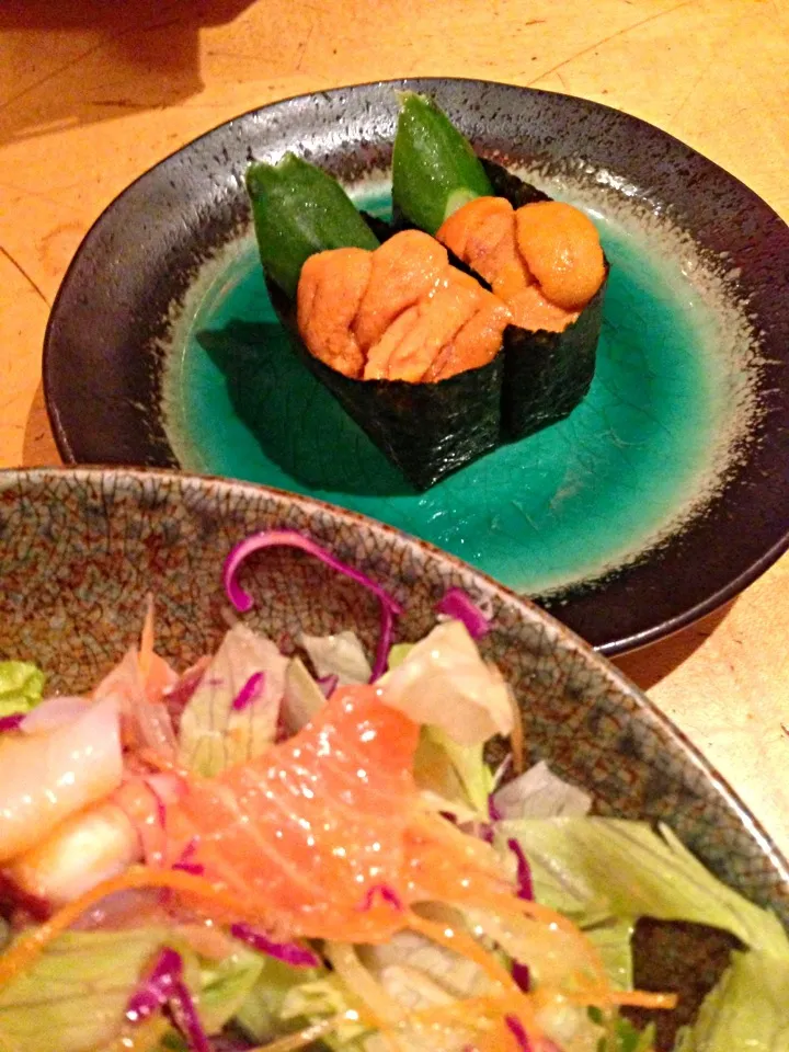 sashimi salad + uni sushi|hweeyhさん