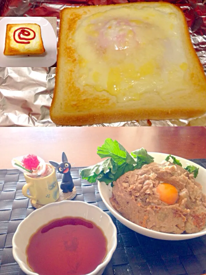 🍞チー玉トースト🍳  オリジナル具沢山そばがき|マニラ男さん