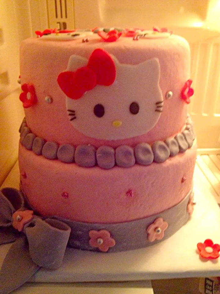 homemade hello kitty cake ;)|Len(^_−)−☆さん