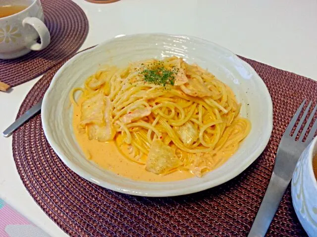 くららさんの料理☆キムチクリームスパゲティ(* ´ ▽ ` *)|MAAさん