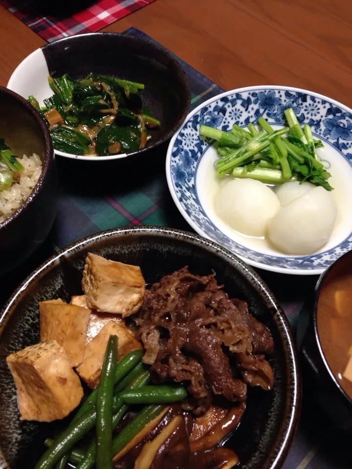 肉豆腐・おじゃことしめじの炊き込みご飯|ayakoさん