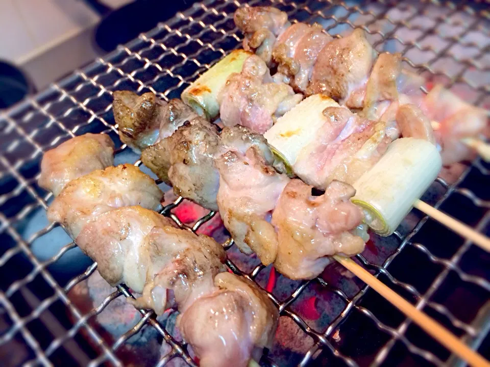 自宅で焼き鳥②もも、ねぎま|ｆｊさん