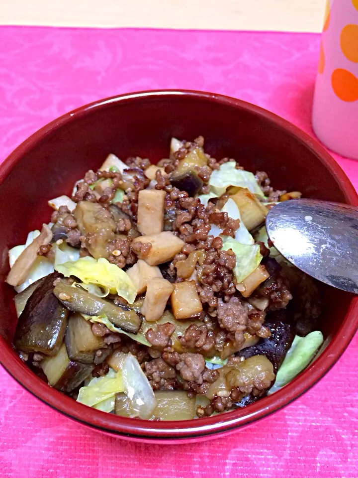 ナスとエリンギの丼！|あきほさん