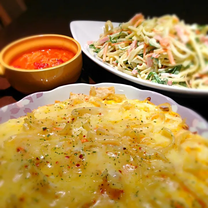 残りパスタでリメイク二種☆フリッタータ＆サラスパ|みぃさん