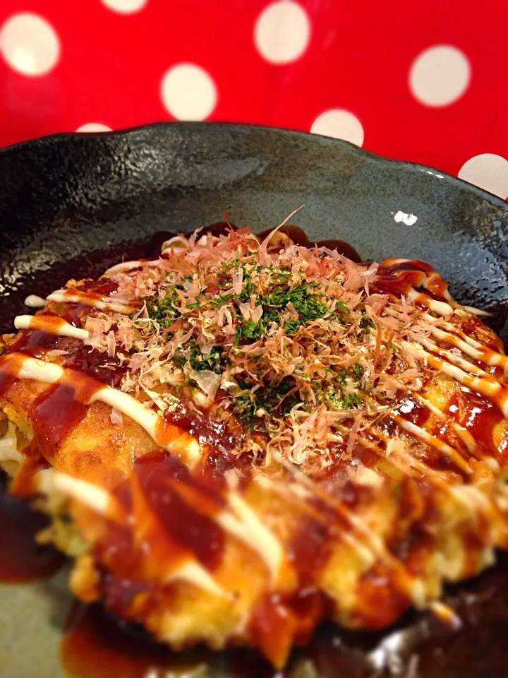 もちもちお餅とトロトロチーズのお好み焼き❤️|まりかさん