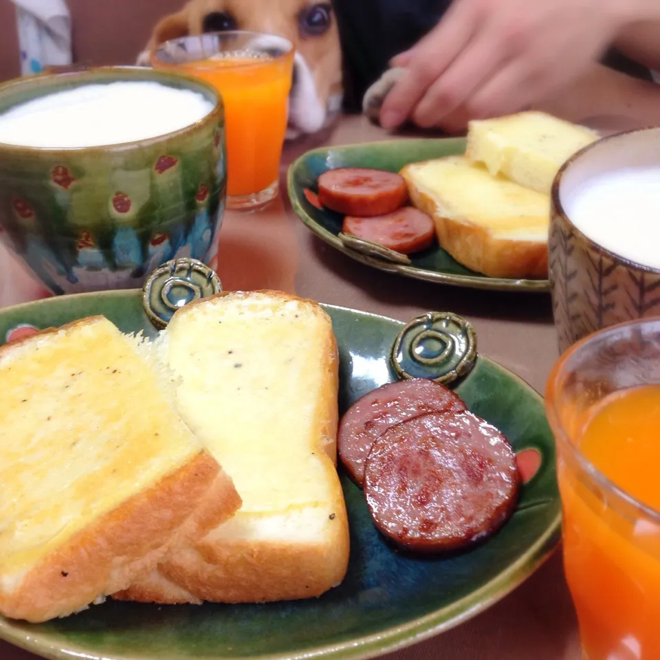 やっつけ朝ご飯には有田みかん10個搾ったジュースとヨーグルトもなーーー≧(´▽｀)≦|うさ爺さん