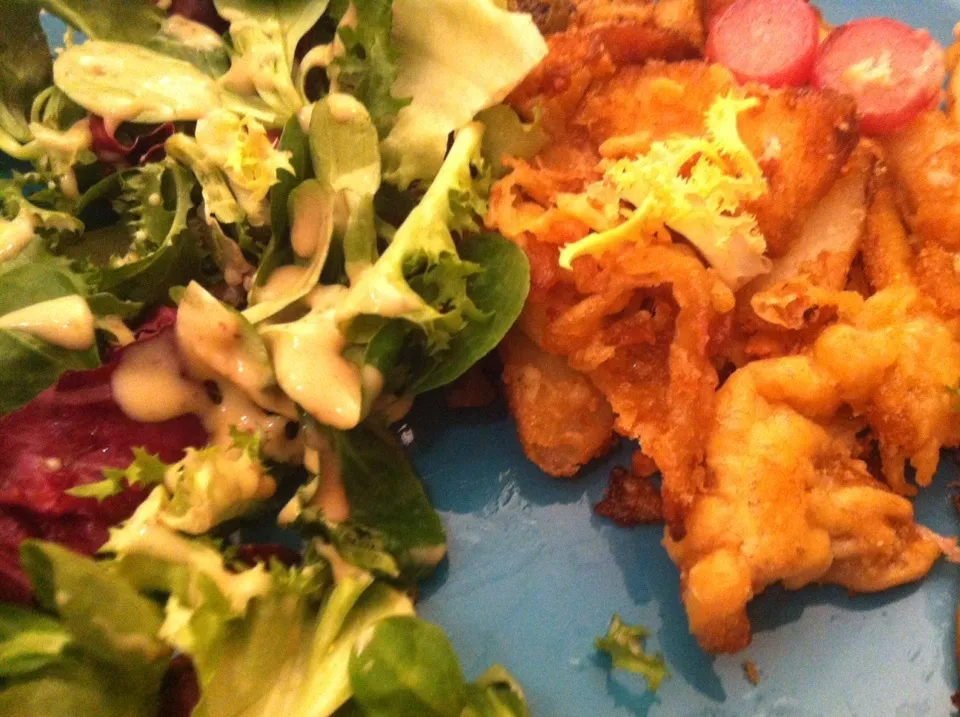 Parsnips in honey batter w/ salad|Nick Hiderさん