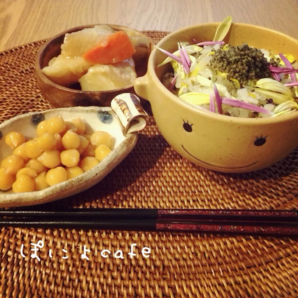 ペコちゃんさんの料理 菊花と、とんぶりの混ぜごはん|ぽにょ☆さん