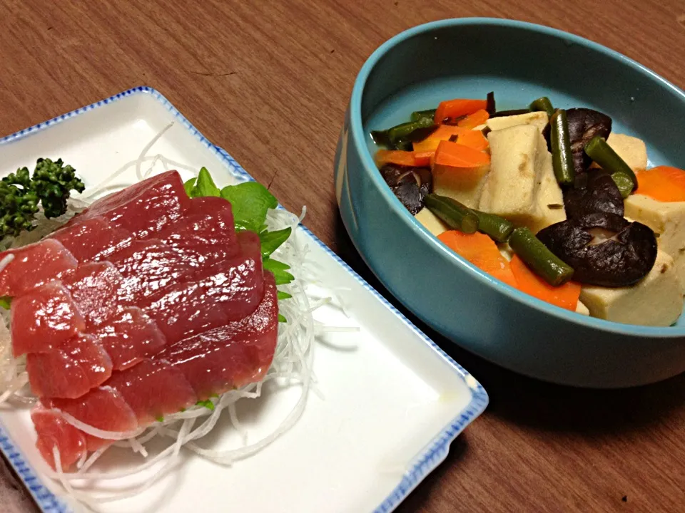 お造りと高野豆腐の含め煮|みゆさん