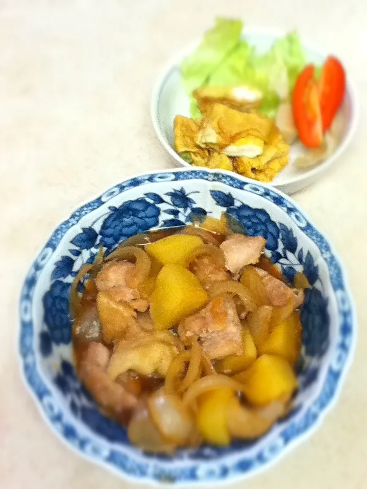 Today's JK lunch plate. レンジ鶏じゃが^o^|hoppycowさん