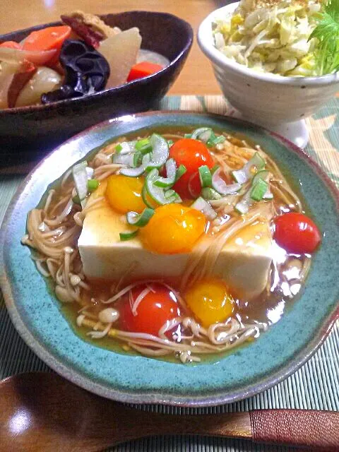 あいこ ⁎ˇ◡ˇ⁎さんのお豆腐のトマトキノコあんかけ|ゆず( ˘ ³˘)♥さん