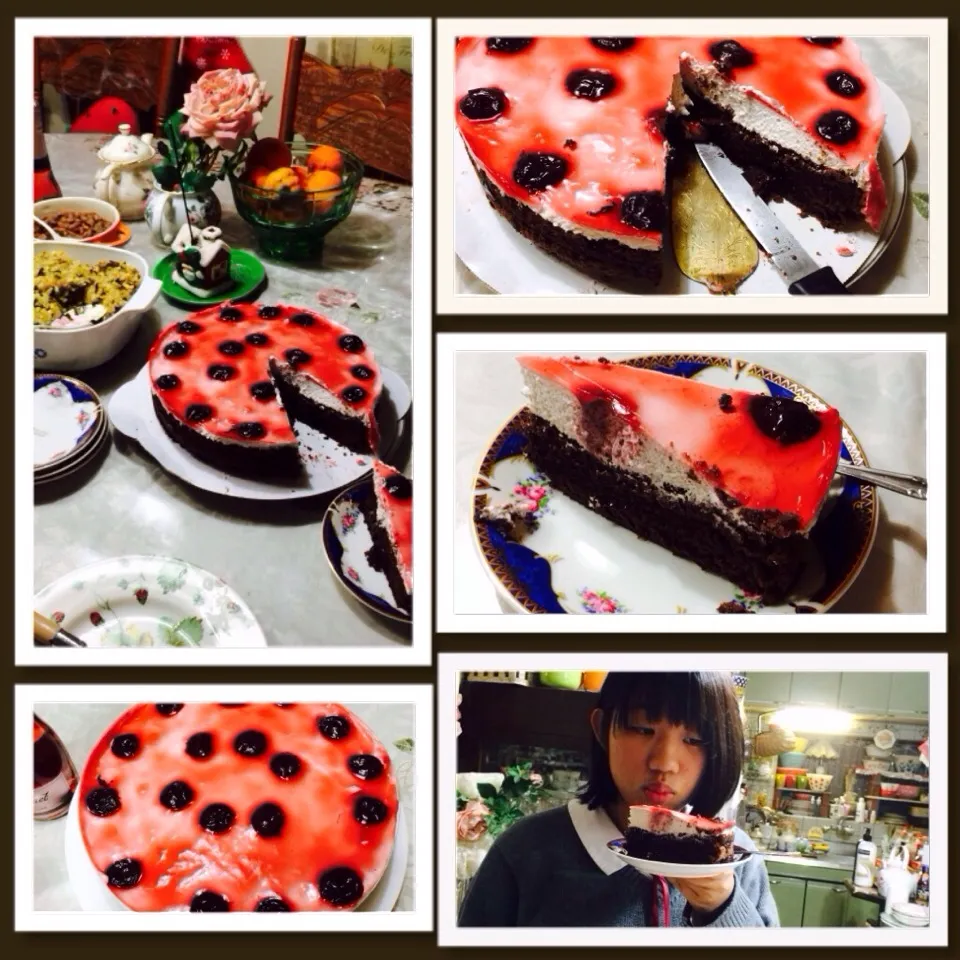 Cherry mousse cake..,|marivic okumaさん