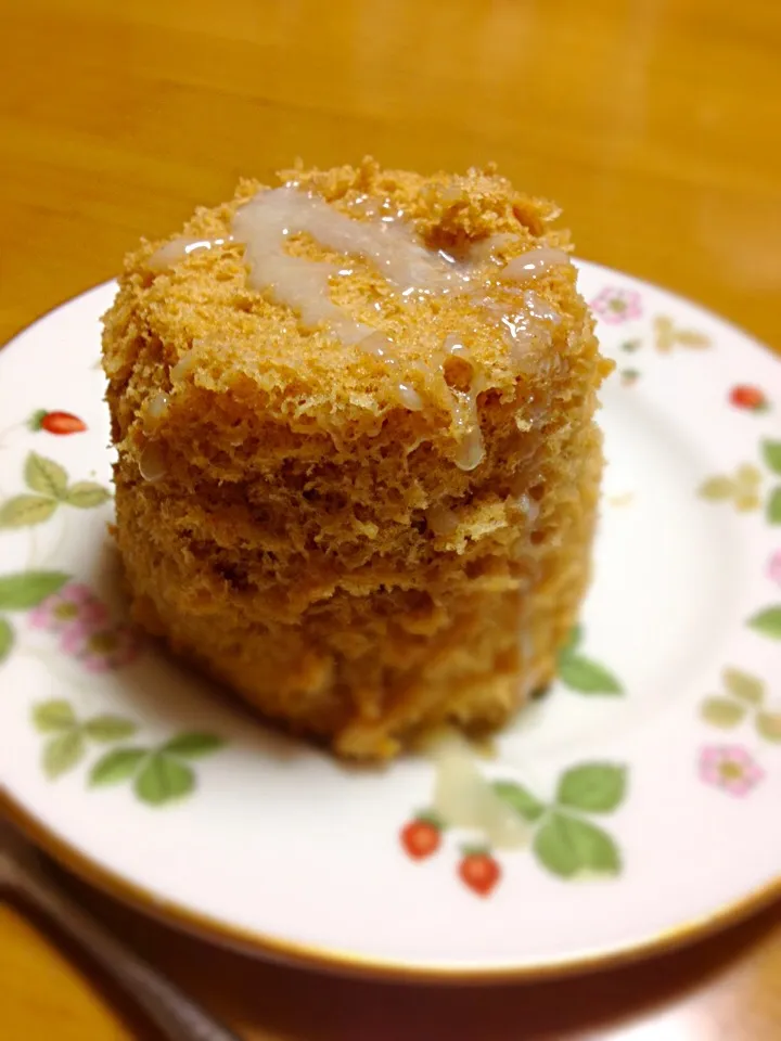 Snapdishの料理写真:Yuka Nakataさんの料理 3min peanuts butter cake;)) レンジで簡単 ピーナッツバターケーキ♥|さちこ(さがねっち)さん