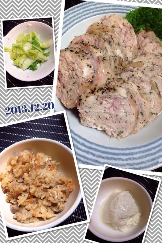 Snapdishの料理写真:鶏ハムと炊き込みおこわ作って忘年会行って来まぁす〜👋|きらままさん