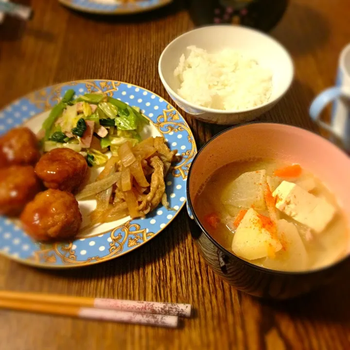 残り物で夜ご飯♡|runさん