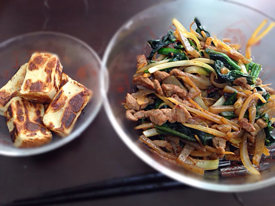 牛肉とほうれん草のバター醤油炒め、生麩|rie.Fさん