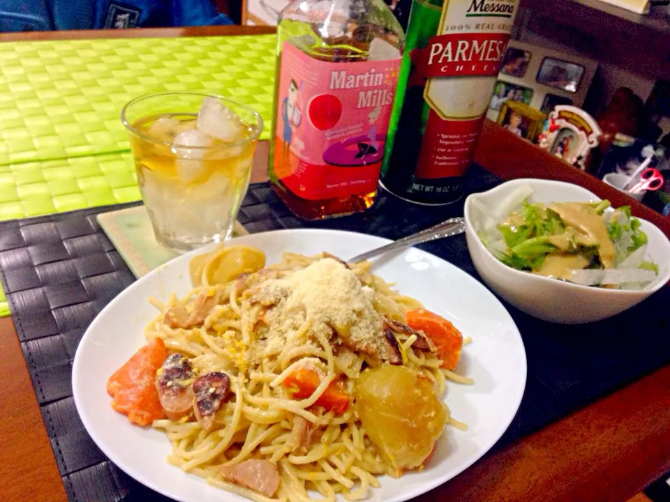 ゴロゴロ根菜入りカルボナーラ🍝|マニラ男さん