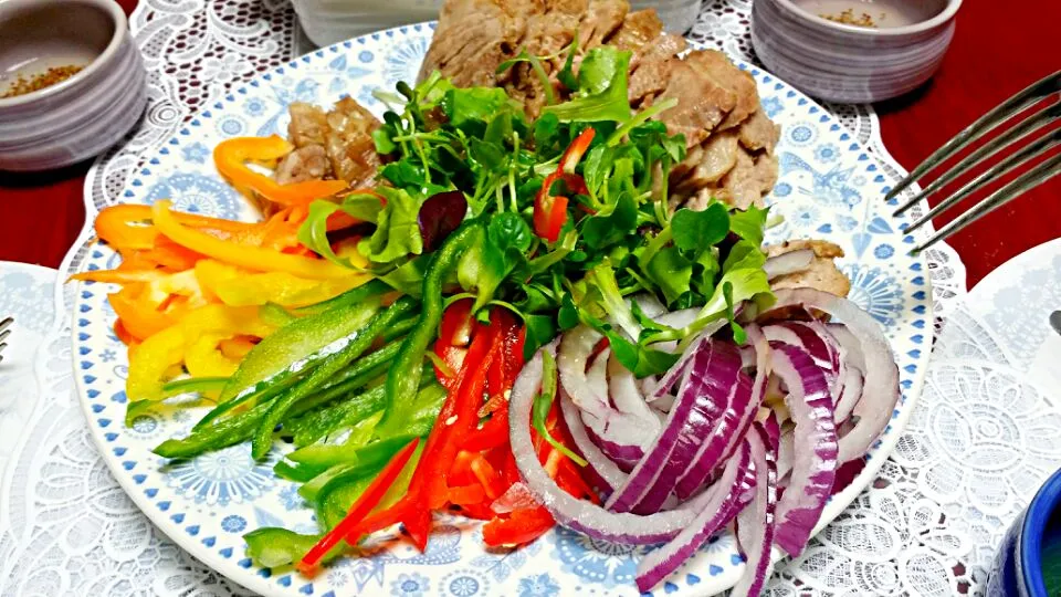 Pork vegi salad with lemon soy sauce|Junga Yooさん