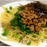 納豆とねぎたっぷりパスタ|じょぐさん