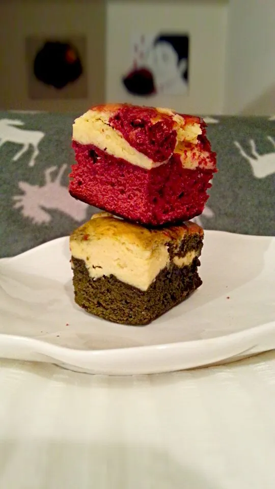 red and green velvet brownies with cream cheese layer|Lina Nagayaさん