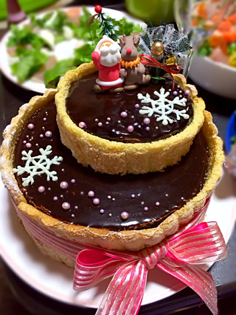 Snapdishの料理写真:クリスマスケーキ 〜チョコムースシャルロット〜|うさぽんたさん