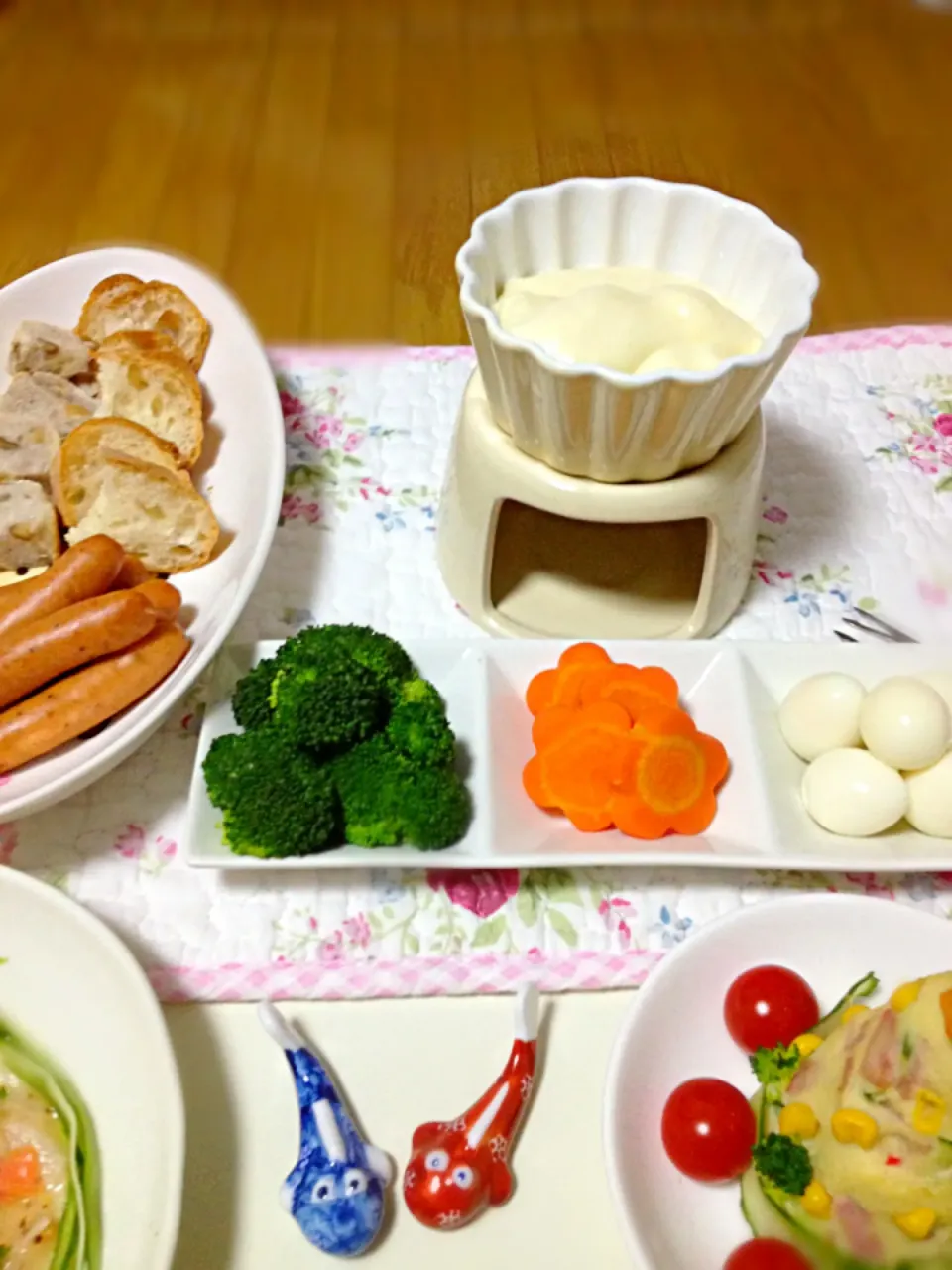 昨日の夕食のチーズフォンデュ|あくびさん