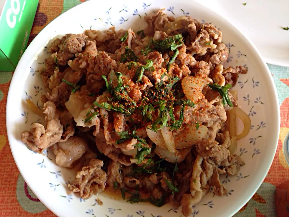 Snapdishの料理写真:牛丼の味付け豚バラ肉煮|Takkiさん