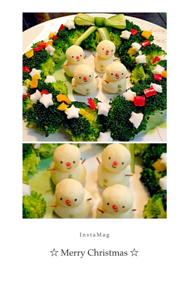 Snapdishの料理写真:ブロッコリースとスノーマン☃|なおさん