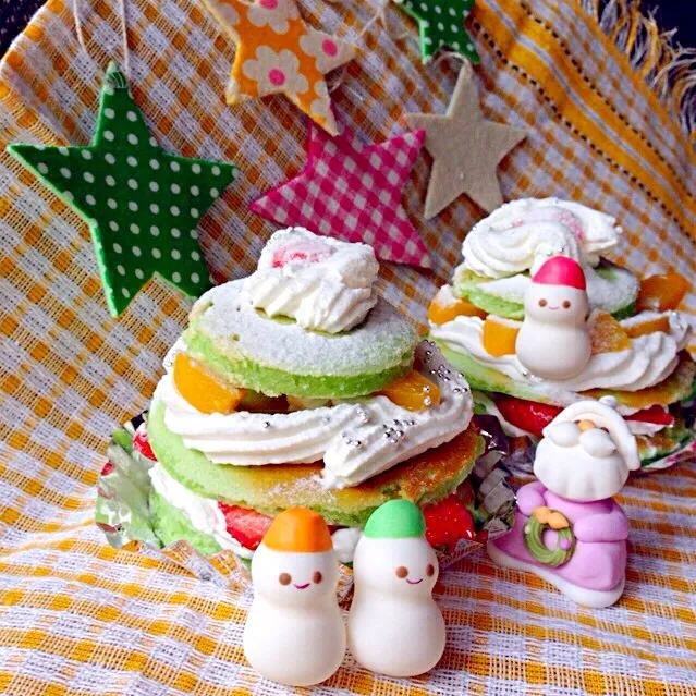 Snapdishの料理写真:♡娘たちが作ってくれたChristmas treeケーキ♡|oceanさん