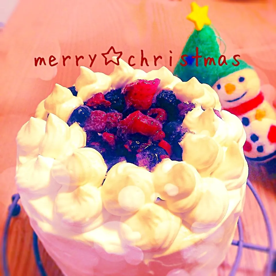 Snapdishの料理写真:はじめての手作りXmasケーキ(͒ˊ㋓ˋ˶)͒|avyさん