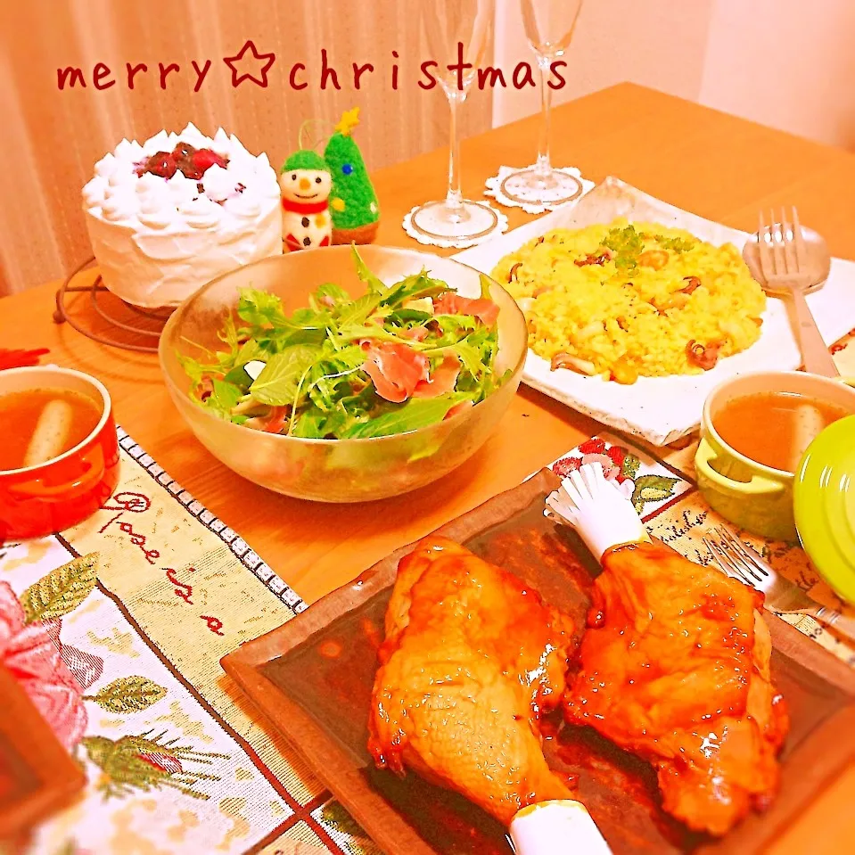 Snapdishの料理写真:merry☆chiristmas簡単にイヴディナー♥|avyさん