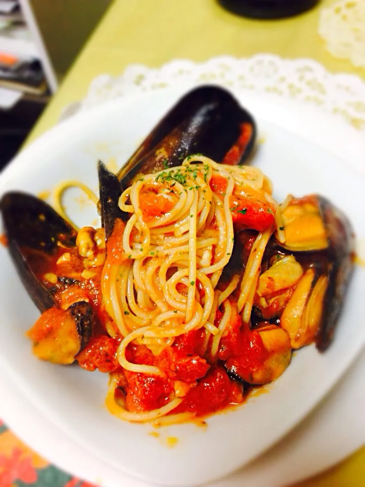 Spaghetti con cozze|rubiniaさん