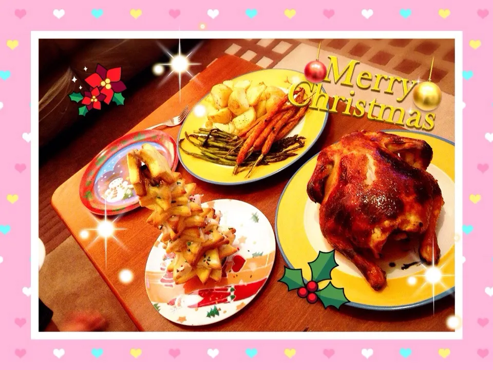 Snapdishの料理写真:Roast chicken dinner for Christmas|kazuko Tsujiさん