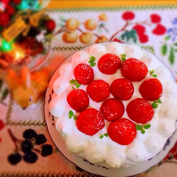 Snapdishの料理写真:クリームゆるゆるクリスマスケーキ|すみのふさん