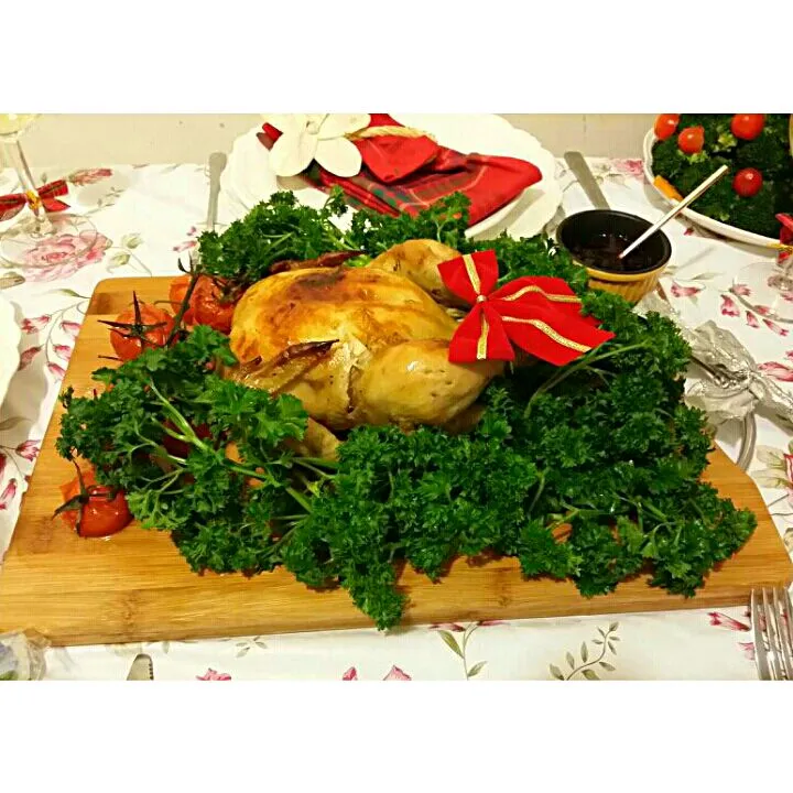 Brined roasted christmas chicken|Comelさん