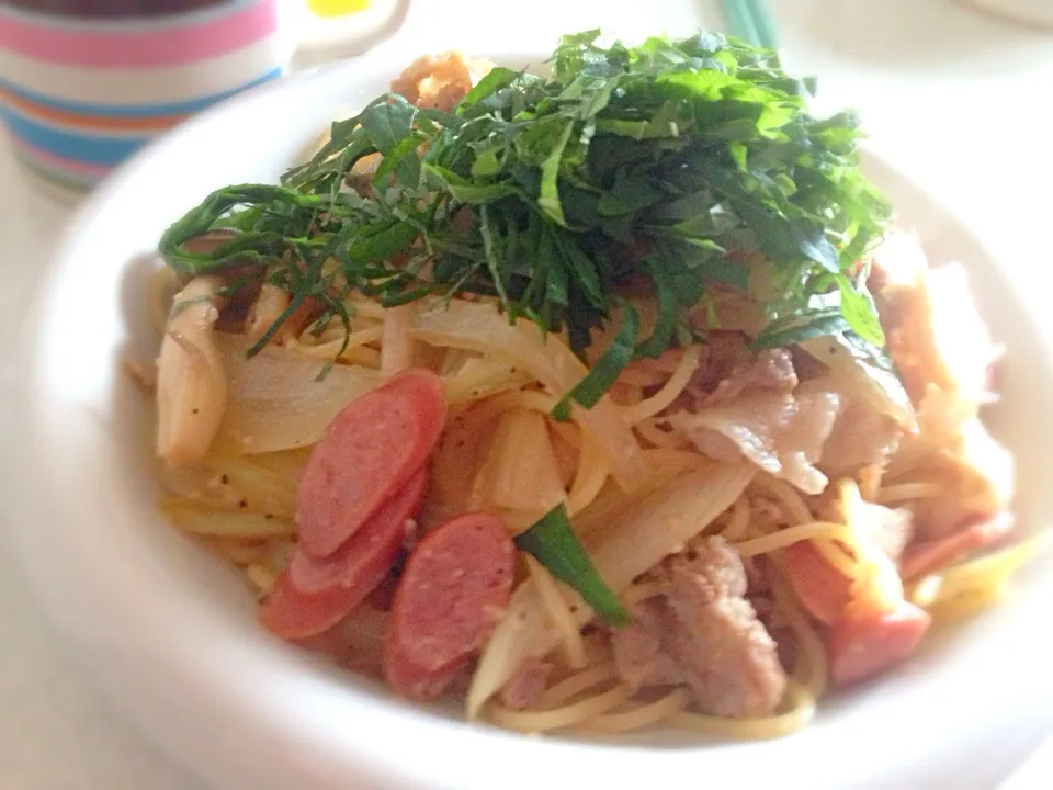 残り物で和風パスタ|はなびさなさん