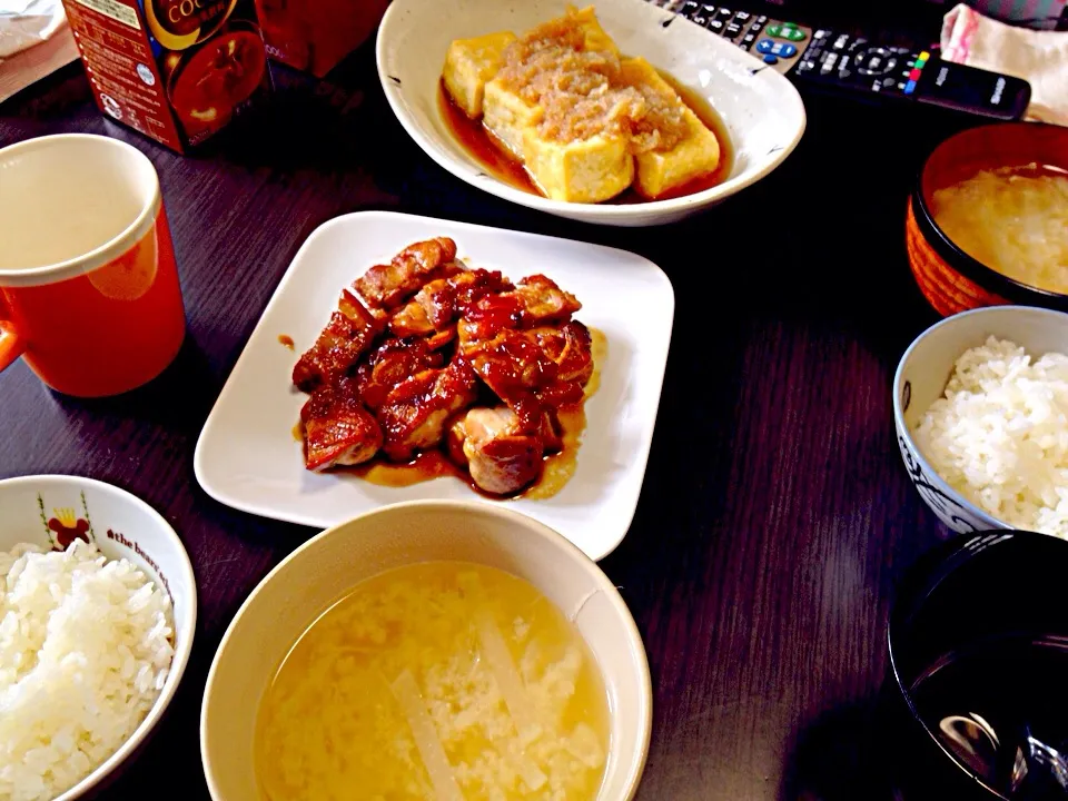 鳥の照り焼きAND揚げ出し豆腐|あいこんさん