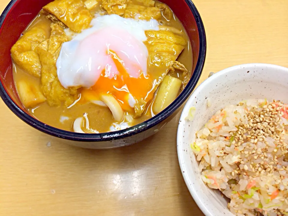 Snapdishの料理写真:古奈屋風カレーうどんと混ぜご飯|めいたん☆さん