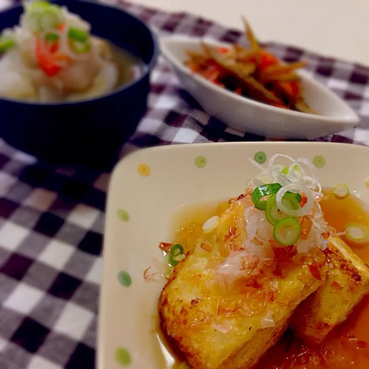 揚げ出し豆腐、豚汁、きんぴら|tel meさん