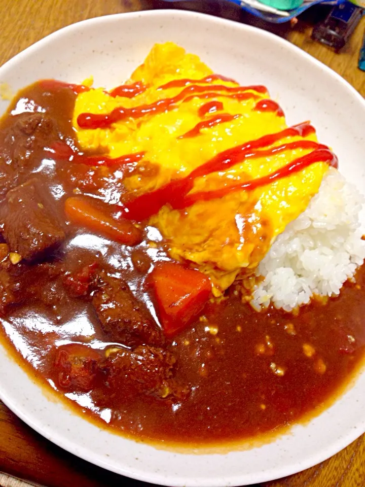 圧力鍋で作るやわらか肉のオムハヤシ☆|ぶーさん