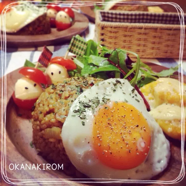 炊飯器でカレーピラフ♡で、今夜もズボラプレート( •ॢ◡-ॢ)-♡|おかなさん