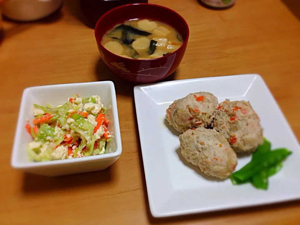 つくねの煮物とキャベツの白和え|あいさん