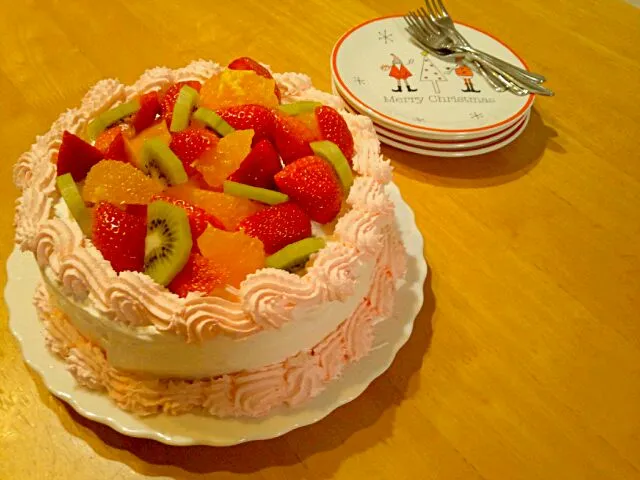 子供達が作ったXmasケーキ♡|うさかめさん