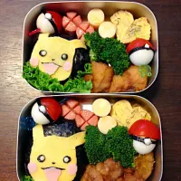 Snapdishの料理写真:ピカチュウ弁当|いくちょびさん